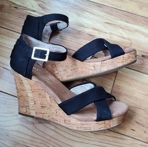 TOMS Strappy Cork Wedges
